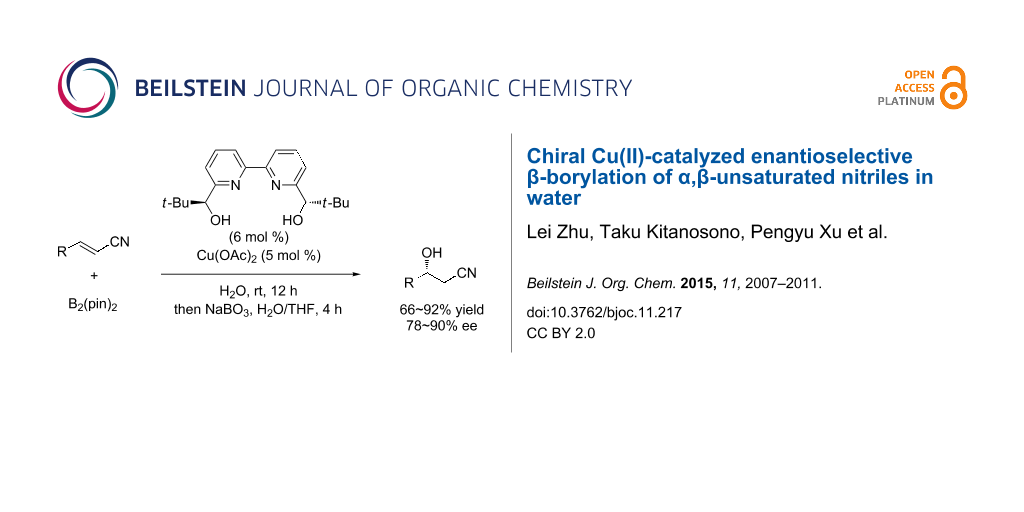 Bjoc Chiral Cu Ii Catalyzed Enantioselective B Borylation Of A B Unsaturated Nitriles In Water