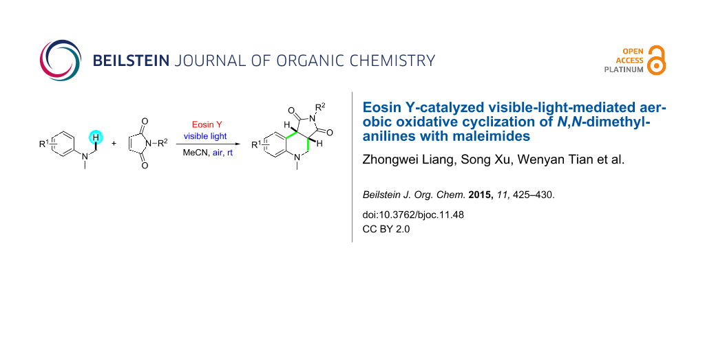 Bjoc Eosin Y Catalyzed Visible Light Mediated Aerobic Oxidative Cyclization Of N N Dimethylanilines With Maleimides