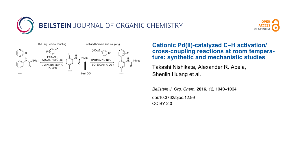 Bjoc Cationic Pd Ii Catalyzed C H Activation Cross Coupling Reactions At Room Temperature Synthetic And Mechanistic Studies