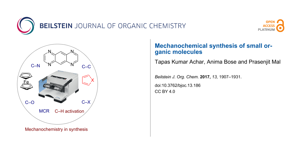 Bjoc Mechanochemical Synthesis Of Small Organic Molecules