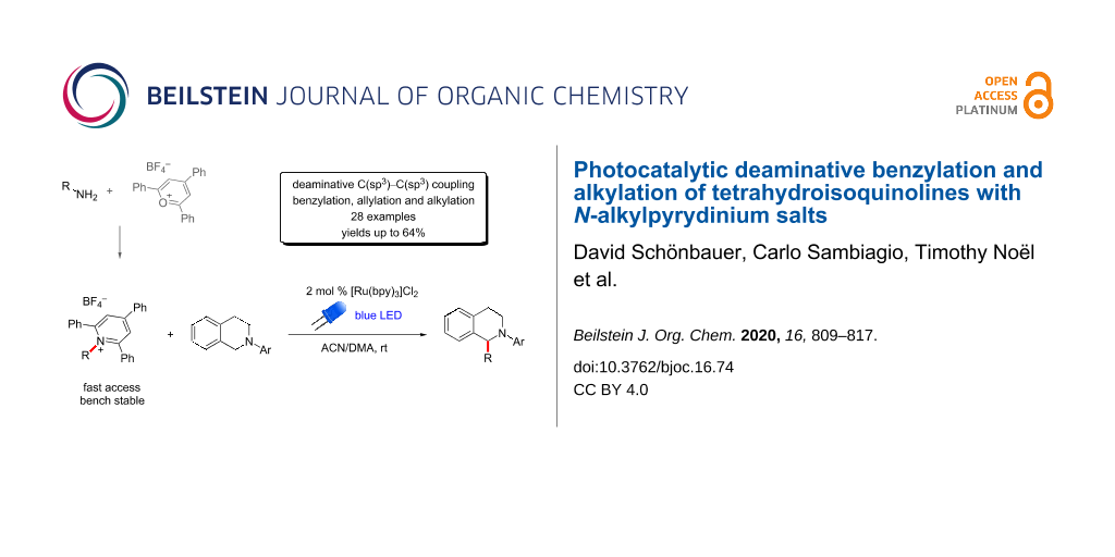 Bjoc Photocatalytic Deaminative Benzylation And Alkylation Of Tetrahydroisoquinolines With N Alkylpyrydinium Salts
