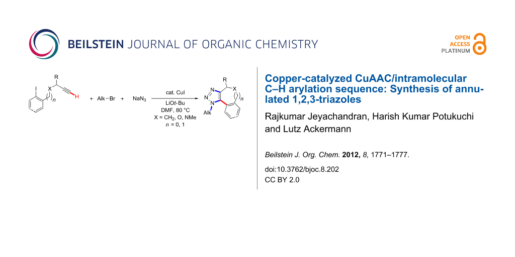 Bjoc Copper Catalyzed Cuaac Intramolecular C H Arylation Sequence Synthesis Of Annulated 1 2 3 Triazoles