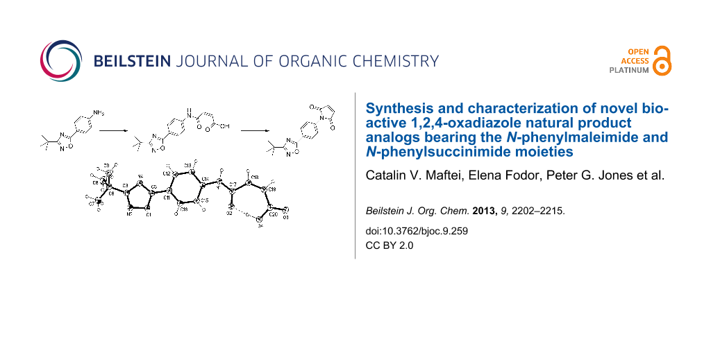 Bjoc Synthesis And Characterization Of Novel Bioactive 1 2 4 Oxadiazole Natural Product Analogs Bearing The N Phenylmaleimide And N Phenylsuccinimide Moieties