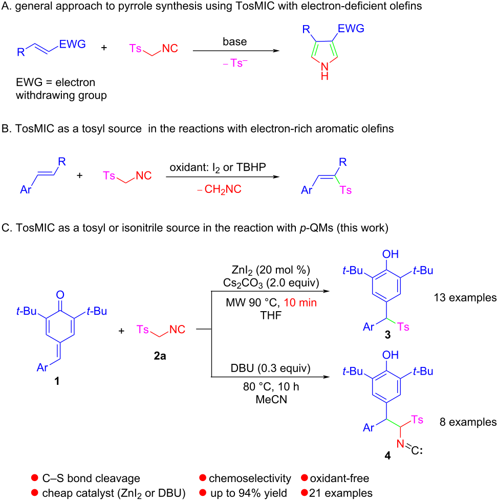 Selective sulfonylation and isonitrilation of para-quinone methides ...